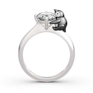 Bague de fiançailles Jeulia Hug Me Keep Your Cool Penguin en argent sterling à coupe ronde - Product Image 1