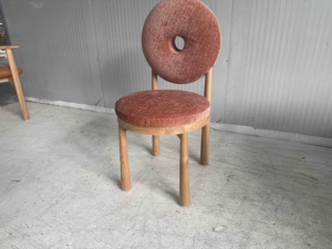 Sillón de comedor de madera de roble moderno con tapicería de tela y función de refrigeración, silla de donut de madera para uso en el hogar, oficina y apartamento - Product Image 6