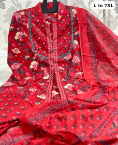 Con hermoso Heavy anarkali 3PCs Kurti set suqens traje de trabajo que está bellamente decorado Se combina con juego - Product Image 3