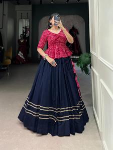 Exclusive Beautiful Lehenga Choli Cotton Plain With <b>Gota</b> Patti With Blouse Bandhej Print Manufacturer From Surat For Sale - Product Image 6