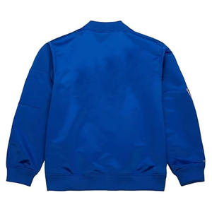 Chaqueta universitaria personalizada de calidad superior de satén impermeable con retales bordados, chaqueta universitaria de satén para hombre - Product Image 2