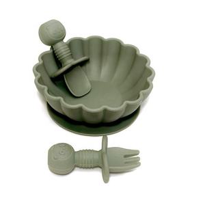 2025 nouveau sans BPA de qualité alimentaire 8 pièces conception mignonne motif solide ensemble d'alimentation en Silicone bébé tasse à boire avec bol à ventouse - Product Image 3