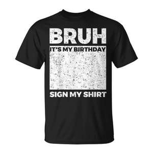 T-shirt à manches courtes pour fête d'anniversaire, unisexe, noir, col rond, avec motif graphique, pour adulte - Product Image 1