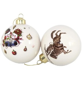 wholesale glass <b>christmas</b> ball ornaments <b>Christmas</b> tree ceramic <b>decorative</b> ball custom pattern festive & party <b>supplies</b> - Product Image 5
