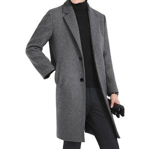 Manteau long d'hiver en laine pour homme sur mesure, élégant, formel, décontracté, col mandarin, bouton unique, respirant - Product Image 1