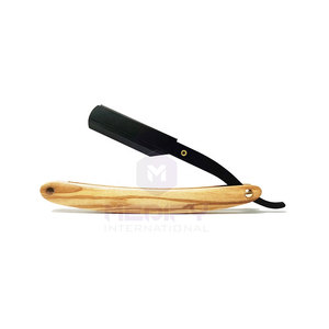 Maquinilla de afeitar de barbero plegable recta de acero inoxidable de alta calidad con mango de madera para recortar barba y cejas - Product Image 2