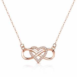 Jeulia "You Complete Me" <b>Infinity</b> Love Heart Sterling Silver <b>Necklace</b> with Zircon and Pearl - Product Image 1