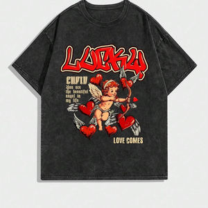 เสื้อยืดพิมพ์ลายวินเทจซักกรด/ซักแล้วทำจากผ้าฝ้ายเนื้อนุ่ม100% จากปากีสถาน - Product Image 1