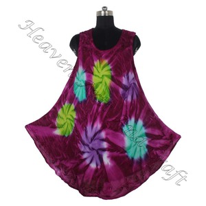 2025 nueva llegada verano Mujer ropa manga larga cuello redondo Tie Dye ropa de playa fabricantes India mujeres vestido - Product Image 3