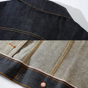 Chaqueta de Trabajo de Mezclilla Roja Original con Ribete para Hombre, Estilo Casual Americano, Azul Oscuro Vintage, Chaqueta de Mezclilla Gruesa Ajustada, Estilo Vintage Japonés - Product Image 6