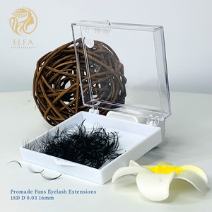 Promade Hecho a mano Hy-Lon Fiber Ombre Mega Volume CC Curl Premade Eyelash Fans 16mm D0.03 18D Alta calidad al por mayor - Product Image 3