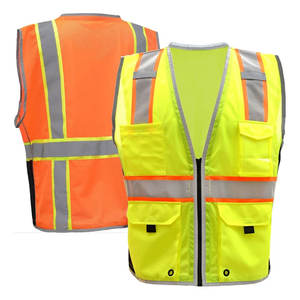 Gilet de sécurité personnalisé multi-poches haute visibilité veste à glissière vêtements de travail avec bande réfléchissante vêtements d'extérieur décontractés - Product Image 6