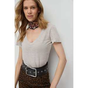 T-shirt décontracté sportif à col en V, coupe régulière, 90 % viscose/polyester, manches longues, respirant, tailles XS-XL, été - Product Image 2