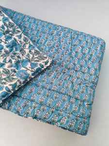 Couvre-lit en coton indien de Jaipur, imprimé en blocs, motif floral - Product Image 3