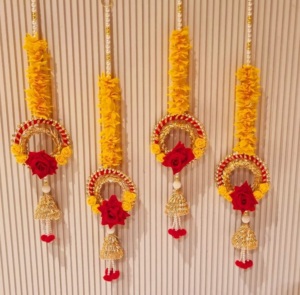 Beautiful Rose <b>Wall</b> Hanging with Paper Gajra and Gota <b>Balls</b> for Diwali Decoration Home Gifting Corporate Indian Decoration - Product Image 1