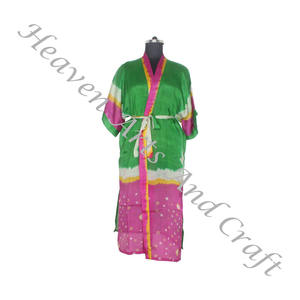 KL009 bohème indien Vintage soie Sari imprimé fleuri vêtements de nuit peignoir Maxi robe ethnique plage été femmes vêtements de nuit - Product Image 5