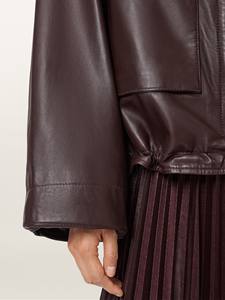 Chaqueta Utilitaria de Piel de Oveja Borgoña para Mujer, Chaqueta de Invierno Ecológica con Bolsillos Cargo Extra Grandes y Cuello Alto, Regalo - Product Image 3