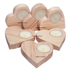 Handcrafted Heart-Shaped Wooden Tealight Holder Rustic Candleholder for Romantic Home Wedding or <b>Valentines</b> Day Decor - Product Image 1