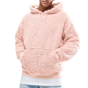 Top Notch Hombres Mujeres Gris Fuzzy Fleece Pullover Sudadera con capucha Patrón sólido Bolsillo delantero Pullover Outwear para la temporada de invierno - Product Image 4