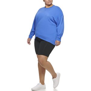 Calvin Klein Performance Pull-over pour femme grande taille à ourlet chevronné et épaules tombantes, motif vague bleue 1X, en tissu jersey - Product Image 1