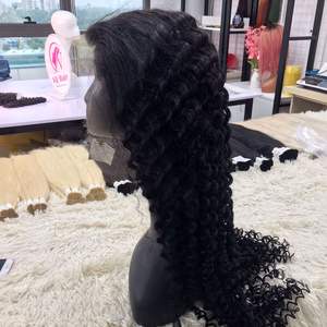 Peluca de cabello virgen recto rizado largo de estilo Premium con extensiones de cabello de peluca frontal de encaje marrón oscuro - Product Image 5