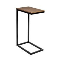 Table d'appoint de chevet moderne en fer avec plateau en bois, finition thermolaquée, caractéristiques réglables, best-seller