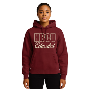Maroon Women HBCU Educated Pullover Hoodie Neutral Chenille y diseño bordado Greek Life Apparel Ropa universitaria personalizada - Product Image 1