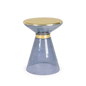 โต๊ะกาแฟแก้วหรูหราทันสมัยปรับแต่งได้สีสันใสพร้อมแหวนชุบทองเหลืองสำหรับห้องนั่งเล่นสำนักงาน - Product Image 5