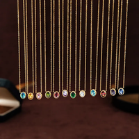 Acier inoxydable plaqué or 18 carats 12 mois coloré goutte d'eau Zircon perle pierre de naissance chaînes sans ternissement conception de bijoux unique