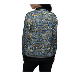Wholesale Good Quality <b>Women's</b> Bomber Jacket <b>Lightweight</b> Breathable Nylon Wool Casual Fall Winter <b>Coat</b> XL Size Printed Fabric - Product Image 4