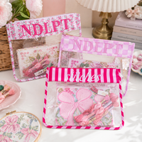 Sac de rangement personnalisé pour projets de broderie en point de croix, pochette transparente en PVC pour broderie, étui de rangement monogrammé NDLPT pour points de croix