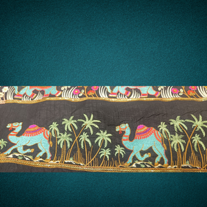 Décoration de dentelle de conception de chameau complexe broderie de travail de fil lourd sur la bordure de tissu de Tulle embellissement élégant pour les vêtements - Product Image 2