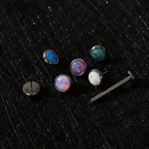 Youkeen Sieraden Opaal Push In <span class=keywords><strong>Labret</strong></span> Top Piercing Sieraden G23 Titanium Einde Draadloze Top Oor Gouden Helix Groothandel Kosten - Product Image 6