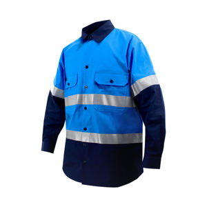 Camisa de Seguridad de Alta Visibilidad Azul Rey Personalizada para Hombre, Camisas Reflectantes de Seguridad Vial para Minería, Uniformes de Ingeniería al por Mayor, Ropa de Trabajo - Product Image 3