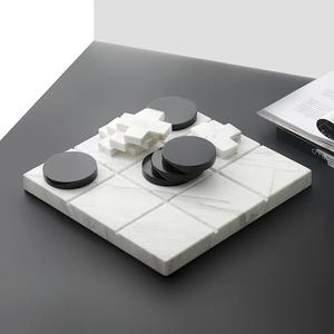 Juego de mesa profesional hecho a mano de mármol Tic Tac toe para niños, juego de mesa familiar, vajilla para el hogar, regalo perfecto para cumpleaños - Product Image 4