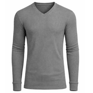 Mens Winter Long Sleeve Waffle Knit <b>Thermal</b> Shirt V-Neck Modern Fit Polyester/Cotton Warm Layering <b>Top</b> - Product Image 4
