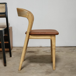 High Quality Brown Leather Finish <b>Dining</b> <b>Chairs</b> Wooden Material for Home <b>Dining</b> or Restaurant Furniture - Product Image 3