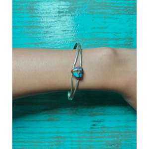 Navajo Handmade Mohave Turquoise & Sterling Silver Fashion Cuff Bracelet - Product Image 5