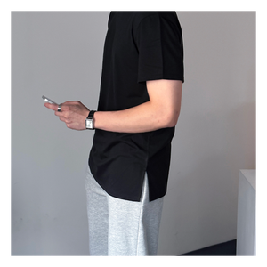 T-shirts pour hommes T-shirt basique à fentes latérales 2 couleurs, confortable en coton, haut décontracté pour femmes, mode coréenne, tenue de tous les jours - Product Image 5