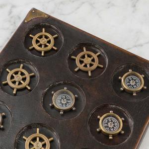 Articles de décoration nautique, jeux de Tic Tac Toe anciens, ensembles de cadeaux, plateau en bois de luxe, design de roue de bateau et de boussole - Product Image 5