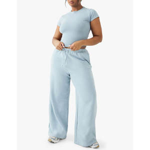 2025 High Street mujeres moda suelta Ajuste Recto pantalones 100% algodón polar Casual pantalón - Product Image 4