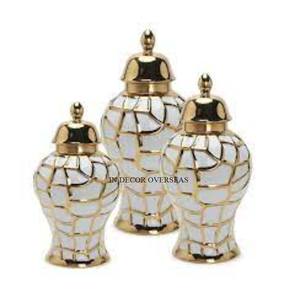 Design d'art créatif moderne Matériau de qualité supérieure Couleur blanche Revêtement en poudre et fournitures de pot de gingembre plaqué or de haute qualité - Product Image 4