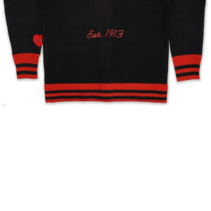 Delta Black and red <b>Cardigan</b> Sweater Embroidery and Button Decor for School & College Use Sororities and Fraternities DST - Product Image 6