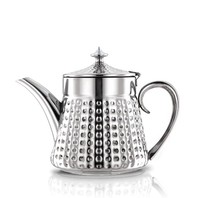 Clásica cafetera árabe Arbi Dallah de acero inoxidable y latón con pico largo para goteo, tetera con logotipo personalizado para restaurantes
