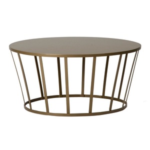 Table basse classique finition dorée forme ronde en métal haut marbre Table basse base meubles décoratifs en acier - Product Image 4