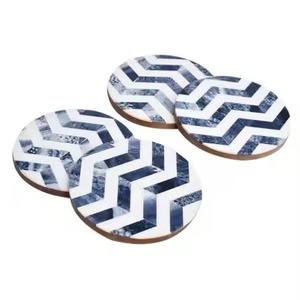 Posavasos blanco y azul con diseño de Zig Zag hecho a mano, posavasos de resina de lujo con incrustaciones de madera, alfombrillas para bebidas para comedor, Bar, boda y oficina - Product Image 4