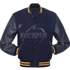 Vestes d'université de baseball pour hommes personnalisées OEM Entraîneurs d'hiver Manches en cuir polaire brodées en chenille avec support Style Streetwear - Product Image 1