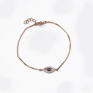 ART PALACE Bracelet perlé géométrique œil porte-bonheur en or rose pour femme, style bohème, avec perles, bijou protecteur bouddhiste, cadeau du Rajasthan - Product Image 4