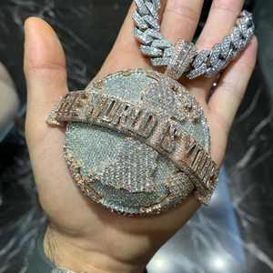 Pendentif Moissanite Personnalisable en Argent 925 Plaqué Or 18 carats, Certifié GRA, Style Baguette Unisexe, Bijou Hip-Hop pour Rappeur - Product Image 4