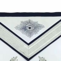 Tabliers maçonniques de la Loge Bleue, sur mesure, très résistants, broderie artisanale avec des broderies argentées complexes en point de croix, en solde !